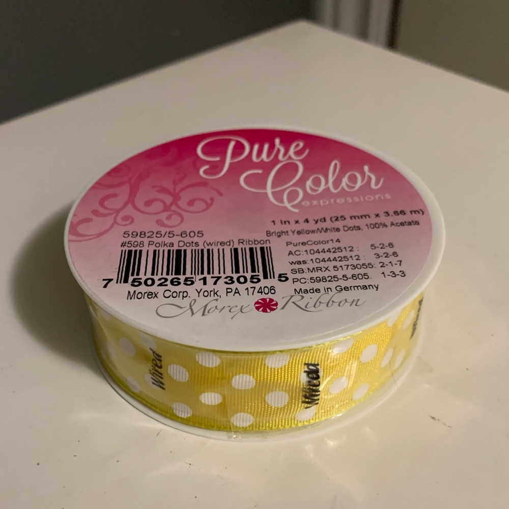 Yellow Polka Dot Ribbon